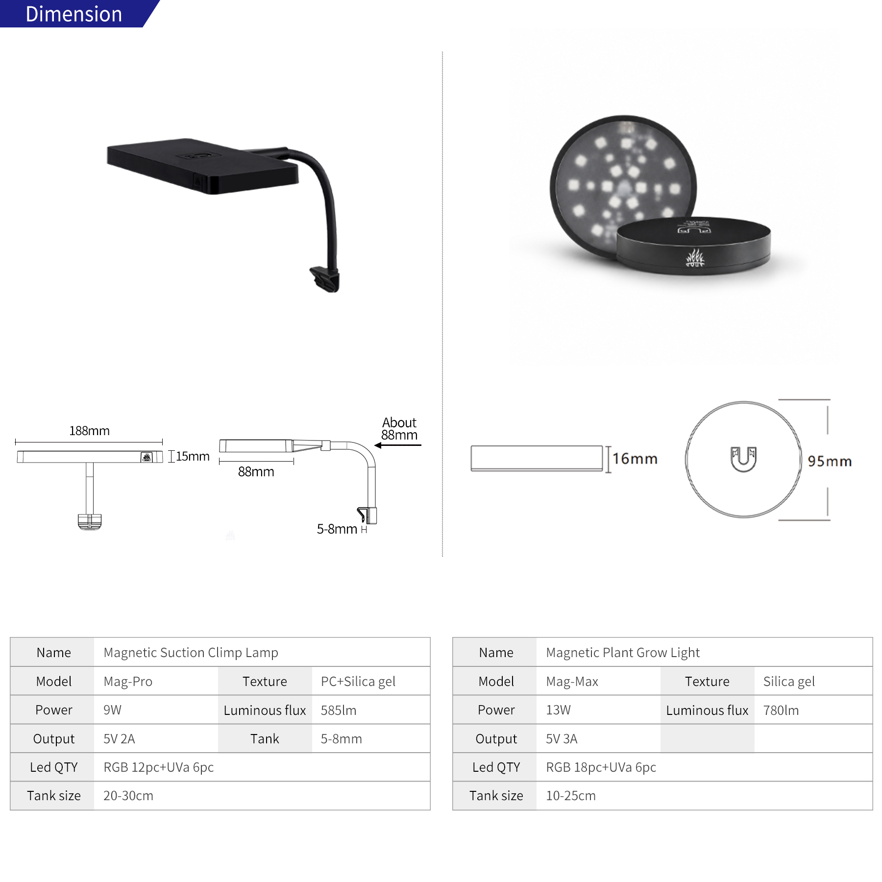 WEEK AQUA Mag-Pro Mag-Max Nano - Aquarium Plant Light review and price